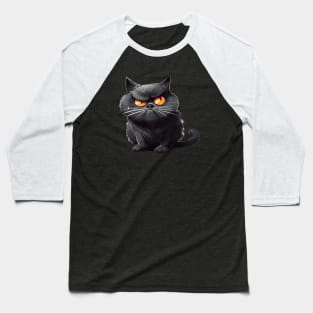 Funny Black Cat, Annoyed looking Cat Baseball T-Shirt